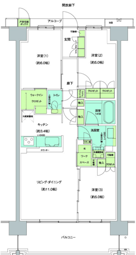 MID WARD CITY 間取りA-B2タイプ
